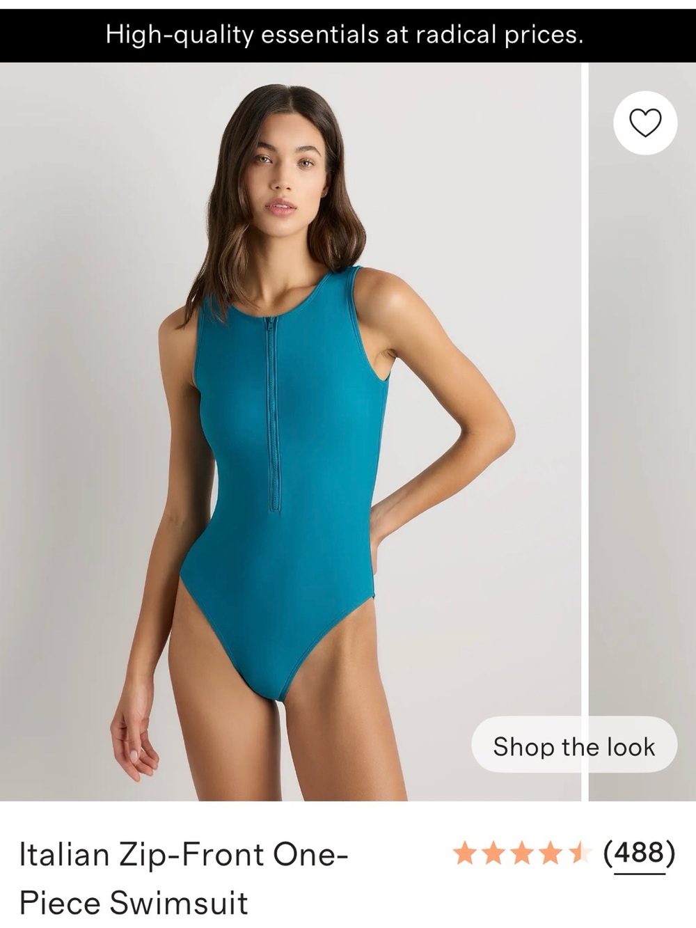 Quince women's Teal Front-Zip One-Piece Swimsuit